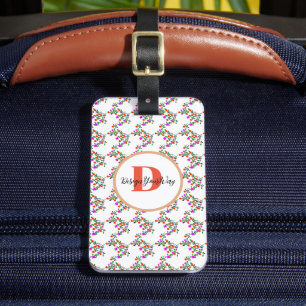 elegant colourful floral modern Monogram Luggage Tag