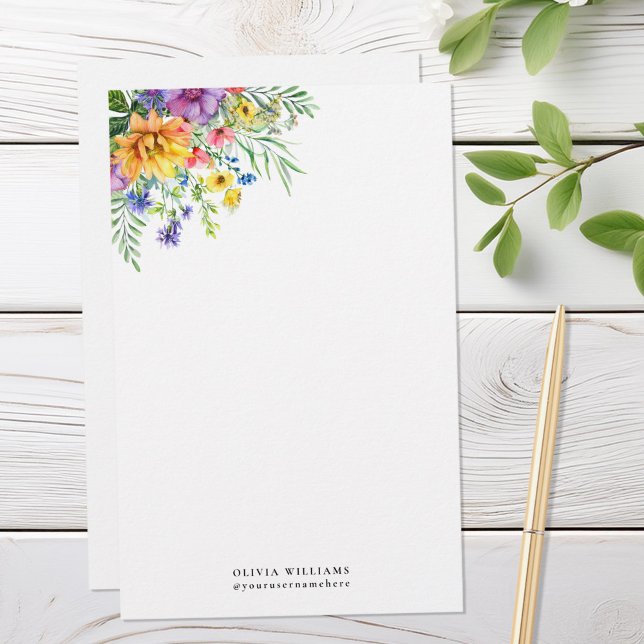 Elegant Colourful Floral Monogram Stationery Paper (Creator Uploaded)