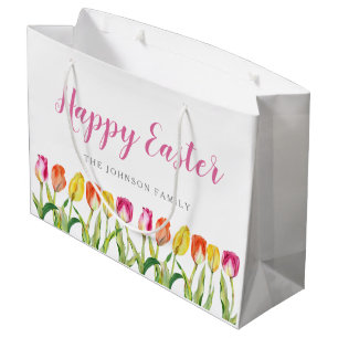 Elegant Colourful Floral Watercolor Tulips Large Gift Bag