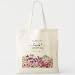 Elegant Colourful Floral Wildflower Bridal Shower Tote Bag<br><div class="desc">Elegant Colourful Floral Wildflower Bridal Shower Tote Bag. Give guests a keepsake they'll use with the Colourful Love Is In Bloom Tote Bag, blooming with a lively bouquet of watercolor wildflowers in shades of purple, magenta, burgundy, blush pink, dusty blue, and sage green. Elegant calligraphy adds a sophisticated touch to...</div>