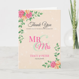 Elegant Colourful Floral Wreath Thank You Card