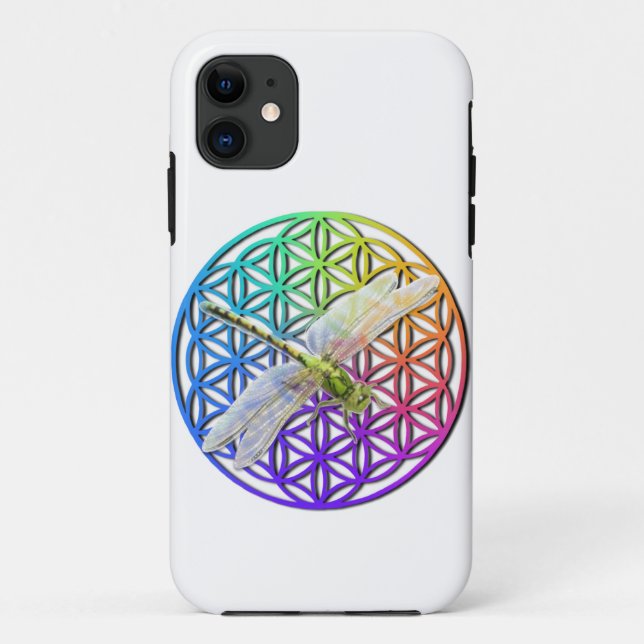Elegant colourful flower of life dragonfly art Case-Mate iPhone case (Back)