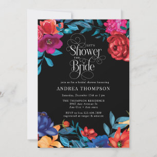 Elegant Colourful Flowers   Greenery Bridal Shower Invitation
