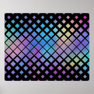 Elegant Colourful Geometric Diamonds Tiles Pattern Poster