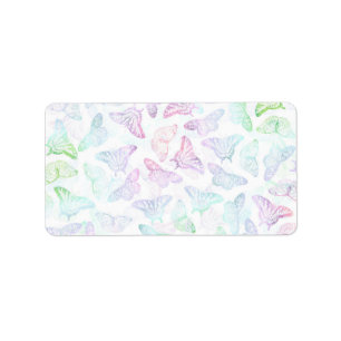 Elegant Colourful Glitter Butterfly Design Label