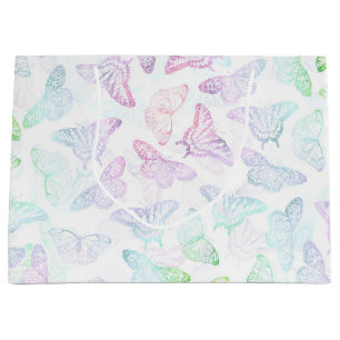 Elegant Colourful Glitter Butterfly Design Large Gift Bag