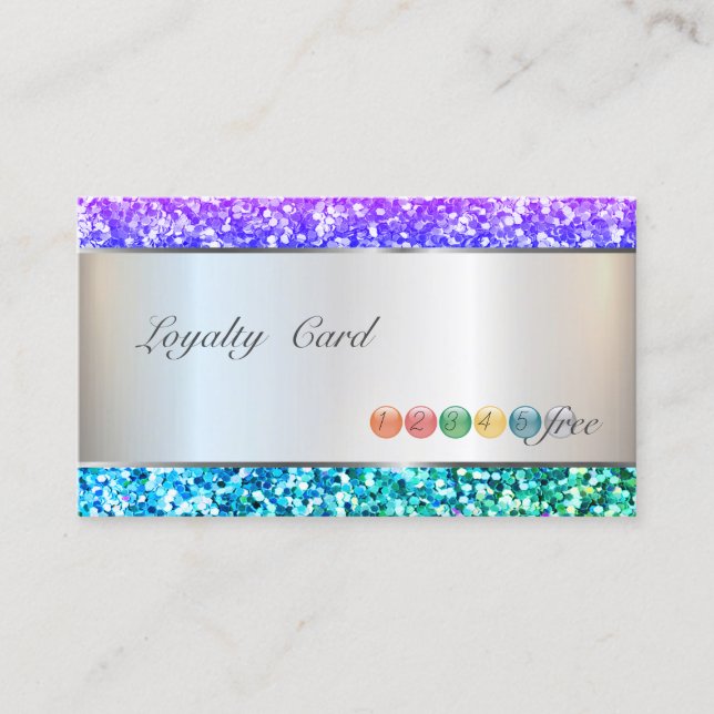 Elegant, Colourful Glitter Striped Loyalty Card (Front)