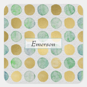 Elegant Colourful Gold Green Blue Beach Colour Dot Square Sticker