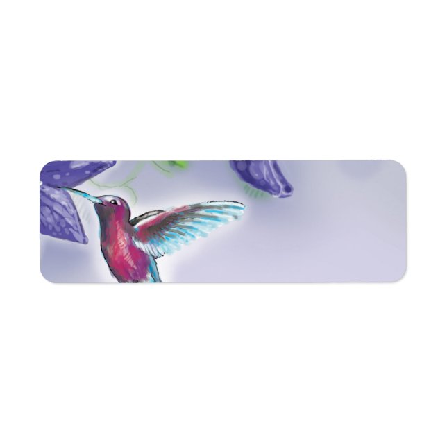 elegant colourful hummingbird and purple flowers (Front)