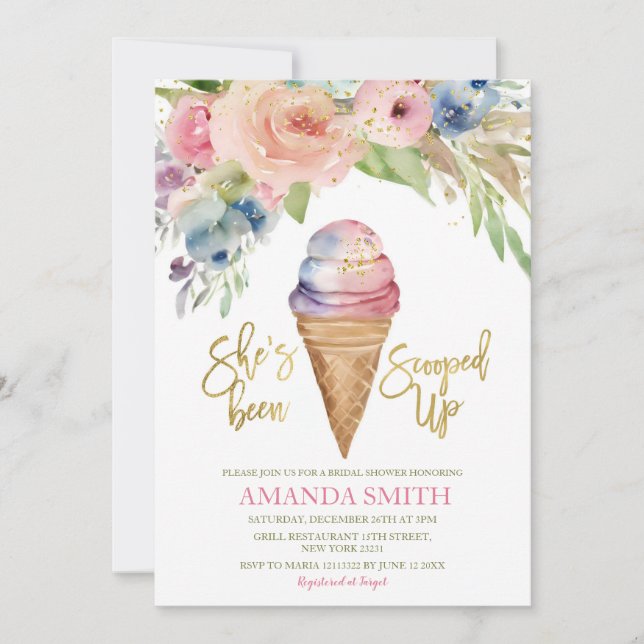 Elegant Colourful Ice Cream Summer Bridal Shower Invitation (Front)