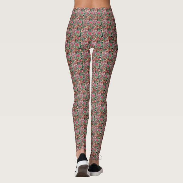 Elegant Colourful Leave Pattern Leggings (Back)