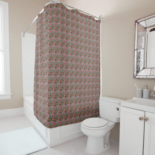 Elegant Colourful Leave Pattern  Shower Curtain (In Situ)