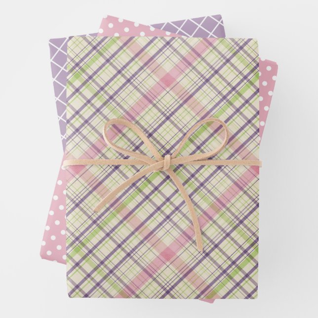 Elegant Colourful Light Retro Tartan Plaid Pattern Wrapping Paper Sheet (In situ)