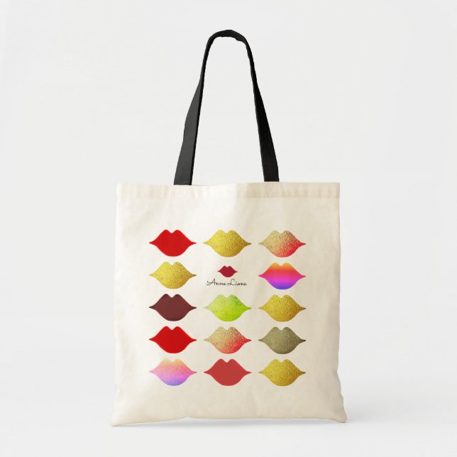 elegant colourful lips tote bag . colour mouths (Front)