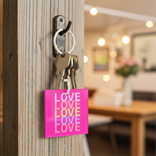 Elegant Colourful "LOVE" Typography Art Key Ring (Creator Uploaded)