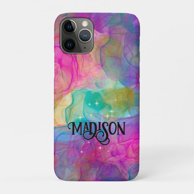 Elegant colourful marble art monogram Case-Mate iPhone case (Back)