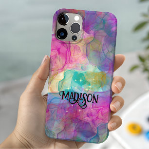 Elegant colourful marble art monogram iPhone 11 pro case