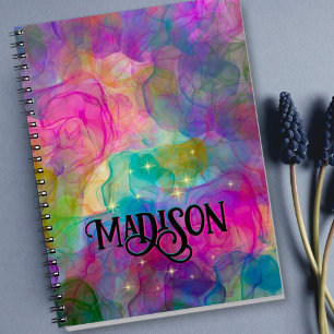 Elegant colourful marble art monogram notebook