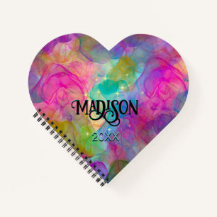 Elegant colourful marble art monogram notebook