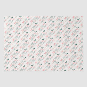 Elegant Colourful Merry Christmas Greenery Leaves Tissue Paper