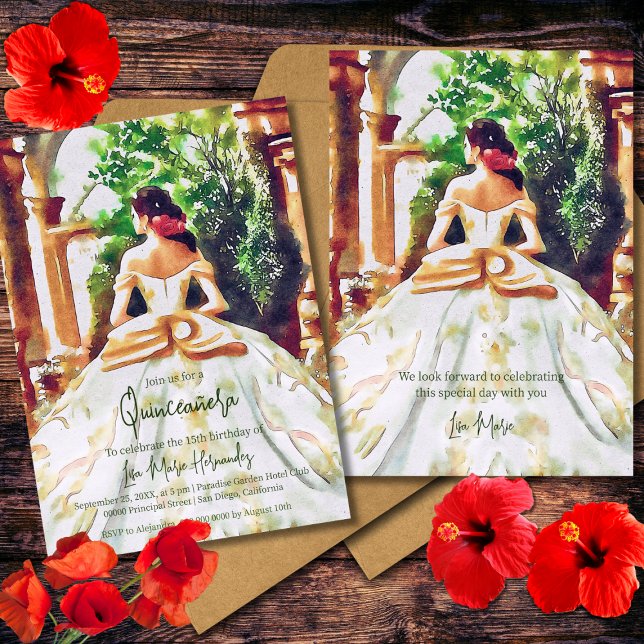 Elegant Colourful Mexican Hacienda Quinceañera Invitation (Creator Uploaded)