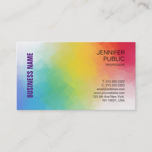 Elegant Colourful Modern Custom Template Business Card (Front)