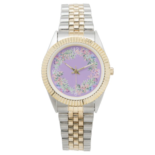 Elegant Colourful Modern Floral Women's Watch (Front)