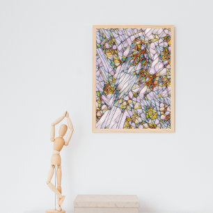 Elegant Colourful Mosaic Illustrated Bird Art Poster