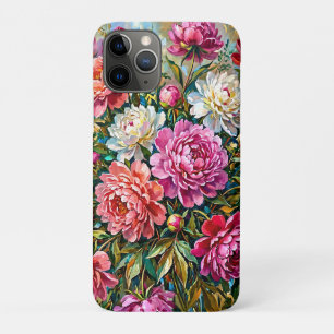 Elegant Colourful Painted Peony Flowers iPhone 11 Pro Case
