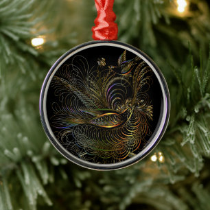 Elegant Colourful Partridges Metal Tree Decoration