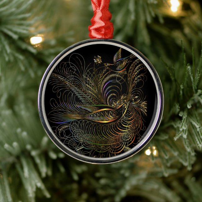 Elegant Colourful Partridges Metal Tree Decoration (Tree)