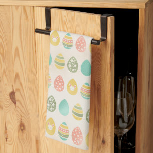Elegant Colourful Pastel Eggs Spring Easter  Tea Towel