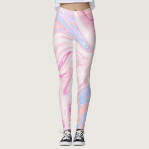 Elegant colourful pastel pink blue orange marble leggings