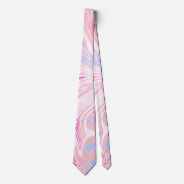 Elegant colourful pastel pink blue orange marble tie (Front)