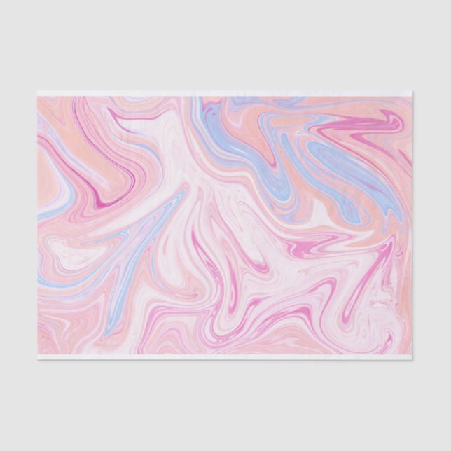 Elegant colourful pastel pink blue orange marble tissue paper (Front)