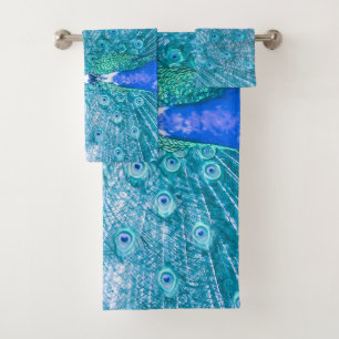 Elegant Colourful Peacock Artwork   Towel Set