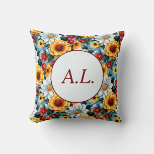 Elegant Colourful Personalised Modern Floral Chic Cushion