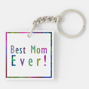 Elegant Colourful Personalised Photo Best Mum Ever Key Ring