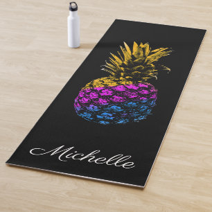 Elegant colourful Pineapple Custom black Yoga Mat