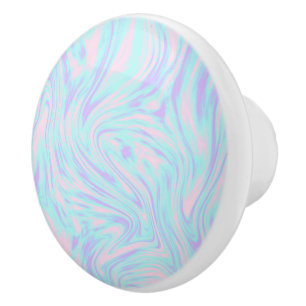 elegant colourful pink blue purple white marble ceramic knob