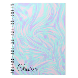 elegant colourful pink blue purple white marble notebook