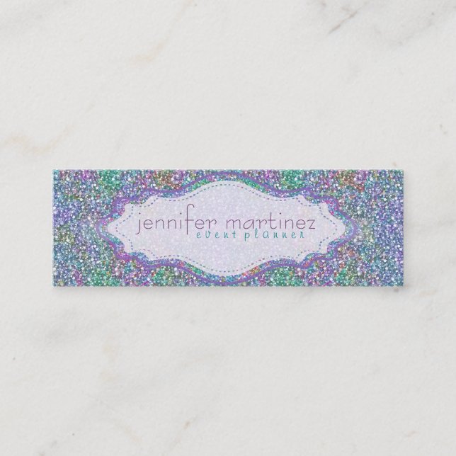 Elegant Colourful Purple Tint Glitter & Sparkles 3 Mini Business Card (Front)