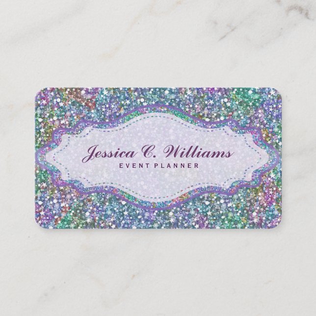 Elegant Colourful Purple Tint Glitter & Sparkles 4 Business Card (Front)