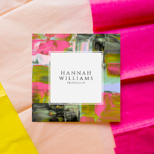 Elegant Colourful QR Code Abstract Paint Pattern Square Business Card