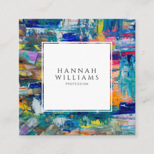 Elegant Colourful QR Code Abstract Pattern Painter Square Business Card