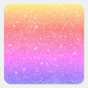 Elegant Colourful Rainbow Glitter Square Sticker