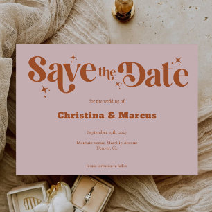 Elegant Colourful Retro Script 2 Photo Wedding Save The Date