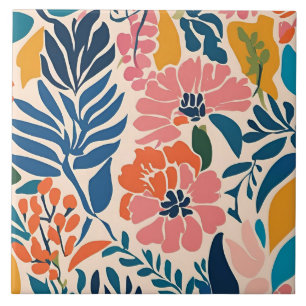 Elegant Colourful Retro Vintage Floral  Tile