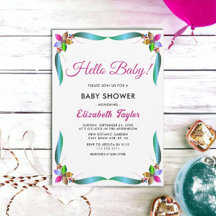 Elegant Colourful Rose Shiny Floral Baby Shower Invitation