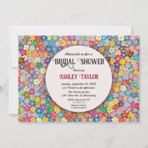 Elegant Colourful Roses Boho Floral Bridal Shower Invitation
